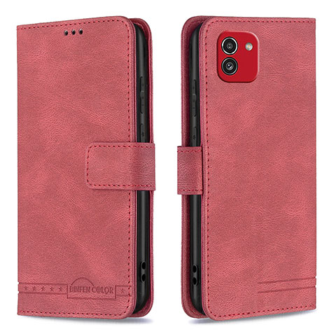 Funda de Cuero Cartera con Soporte Carcasa B05F para Samsung Galaxy A03 Rojo