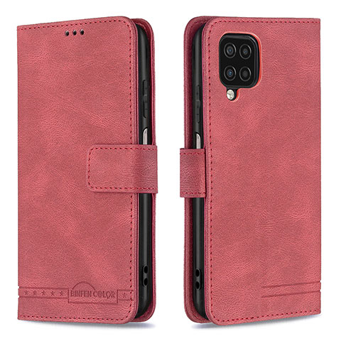 Funda de Cuero Cartera con Soporte Carcasa B05F para Samsung Galaxy A12 5G Rojo