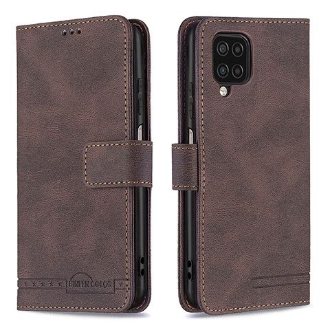 Funda de Cuero Cartera con Soporte Carcasa B05F para Samsung Galaxy A12 Nacho Marron