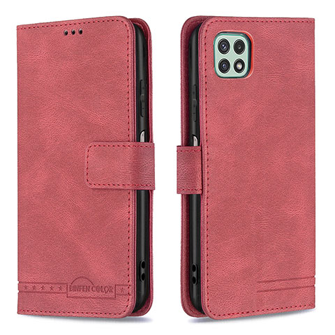 Funda de Cuero Cartera con Soporte Carcasa B05F para Samsung Galaxy A22 5G Rojo