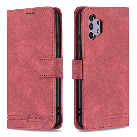 Funda de Cuero Cartera con Soporte Carcasa B05F para Samsung Galaxy A32 4G Rojo