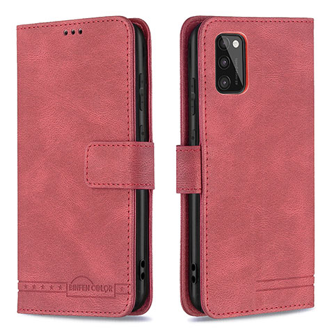 Funda de Cuero Cartera con Soporte Carcasa B05F para Samsung Galaxy A41 Rojo