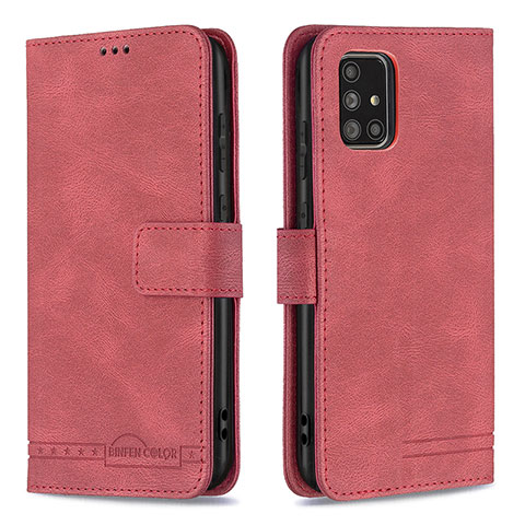 Funda de Cuero Cartera con Soporte Carcasa B05F para Samsung Galaxy A71 4G A715 Rojo