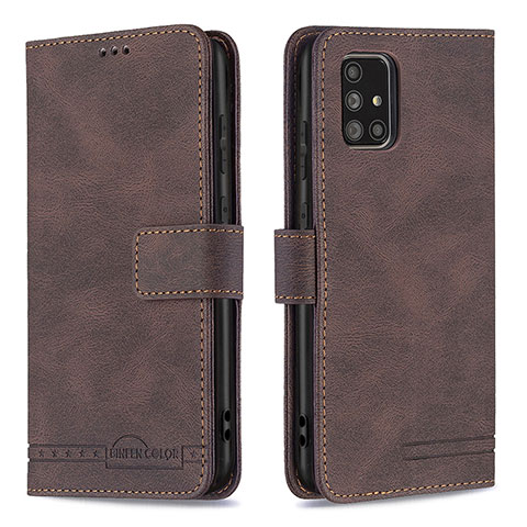 Funda de Cuero Cartera con Soporte Carcasa B05F para Samsung Galaxy A71 5G Marron