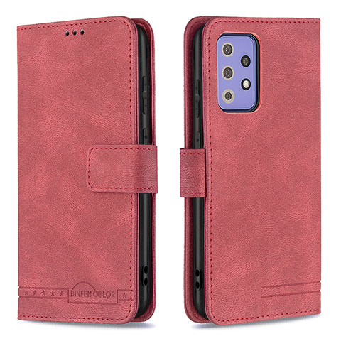 Funda de Cuero Cartera con Soporte Carcasa B05F para Samsung Galaxy A72 4G Rojo