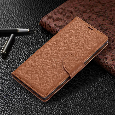 Funda de Cuero Cartera con Soporte Carcasa B05F para Samsung Galaxy S21 Ultra 5G Marron