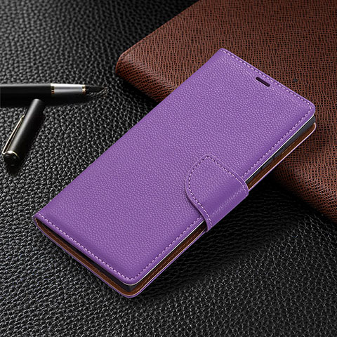 Funda de Cuero Cartera con Soporte Carcasa B05F para Samsung Galaxy S21 Ultra 5G Morado