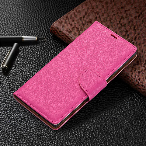 Funda de Cuero Cartera con Soporte Carcasa B05F para Samsung Galaxy S21 Ultra 5G Rosa Roja