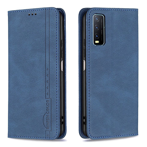 Funda de Cuero Cartera con Soporte Carcasa B05F para Vivo Y12s (2021) Azul