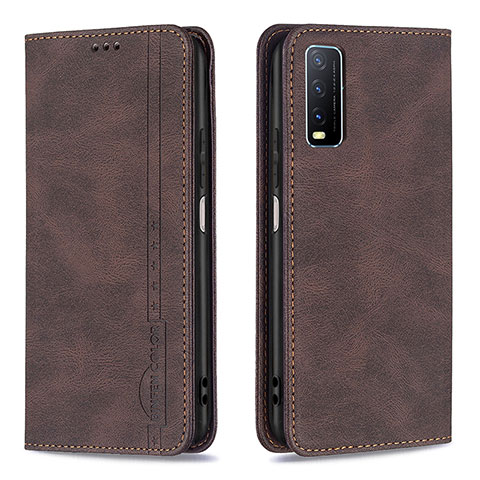 Funda de Cuero Cartera con Soporte Carcasa B05F para Vivo Y12s Marron