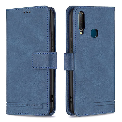 Funda de Cuero Cartera con Soporte Carcasa B05F para Vivo Y3s Azul