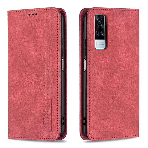 Funda de Cuero Cartera con Soporte Carcasa B05F para Vivo Y51 (2021) Rojo