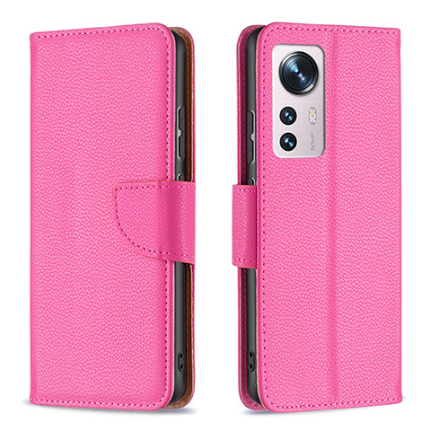 Funda de Cuero Cartera con Soporte Carcasa B05F para Xiaomi Mi 12 Pro 5G Rosa Roja