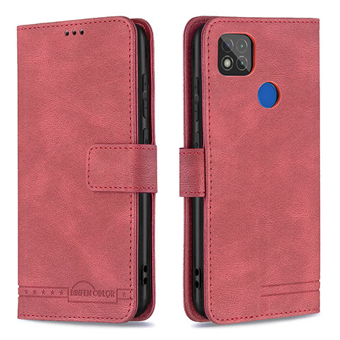 Funda de Cuero Cartera con Soporte Carcasa B05F para Xiaomi POCO C3 Rojo