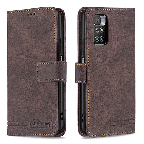 Funda de Cuero Cartera con Soporte Carcasa B05F para Xiaomi Redmi 10 4G Marron