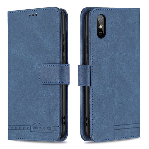 Funda de Cuero Cartera con Soporte Carcasa B05F para Xiaomi Redmi 9A Azul