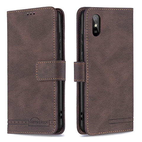 Funda de Cuero Cartera con Soporte Carcasa B05F para Xiaomi Redmi 9A Marron