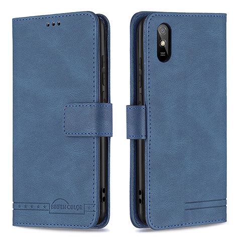 Funda de Cuero Cartera con Soporte Carcasa B05F para Xiaomi Redmi 9i Azul