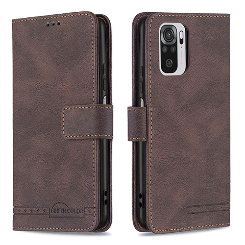 Funda de Cuero Cartera con Soporte Carcasa B05F para Xiaomi Redmi Note 10 4G Marron