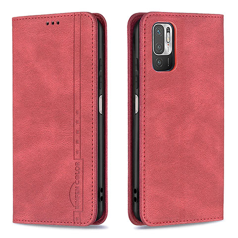 Funda de Cuero Cartera con Soporte Carcasa B05F para Xiaomi Redmi Note 10 5G Rojo