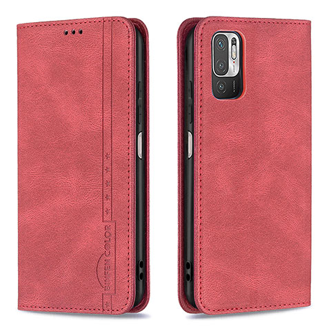 Funda de Cuero Cartera con Soporte Carcasa B05F para Xiaomi Redmi Note 10T 5G Rojo