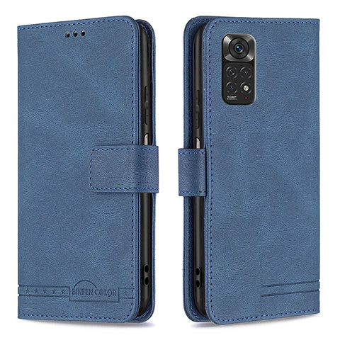 Funda de Cuero Cartera con Soporte Carcasa B05F para Xiaomi Redmi Note 11S 4G Azul