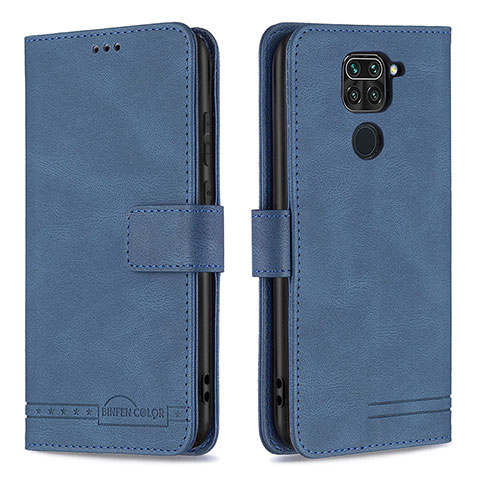 Funda de Cuero Cartera con Soporte Carcasa B05F para Xiaomi Redmi Note 9 Azul
