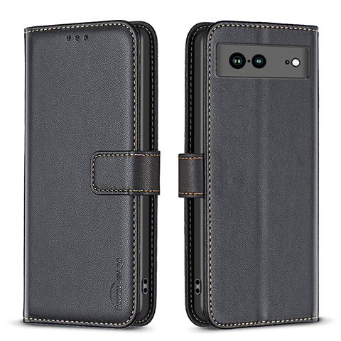 Funda de Cuero Cartera con Soporte Carcasa B06F para Google Pixel 7a 5G Negro