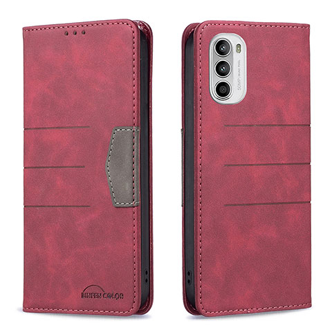 Funda de Cuero Cartera con Soporte Carcasa B06F para Motorola Moto Edge (2022) 5G Rojo