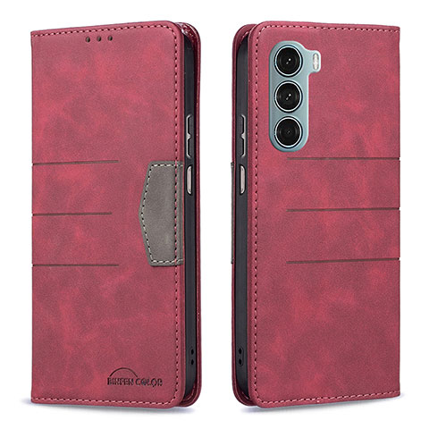 Funda de Cuero Cartera con Soporte Carcasa B06F para Motorola Moto G200 5G Rojo