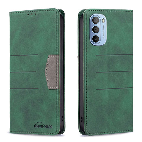 Funda de Cuero Cartera con Soporte Carcasa B06F para Motorola Moto G31 Verde