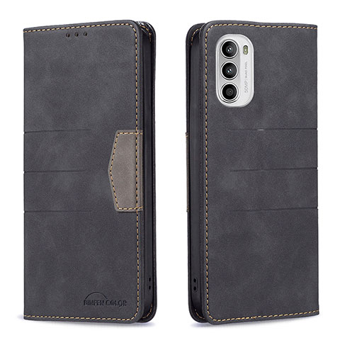 Funda de Cuero Cartera con Soporte Carcasa B06F para Motorola MOTO G52 Negro