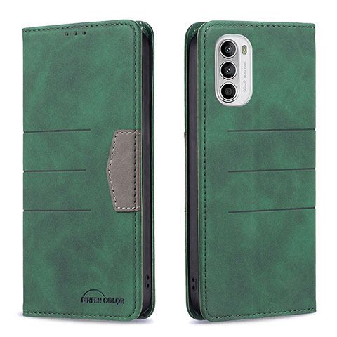 Funda de Cuero Cartera con Soporte Carcasa B06F para Motorola MOTO G52 Verde