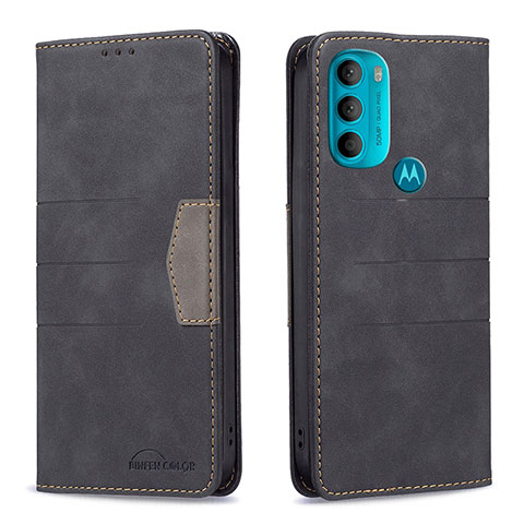 Funda de Cuero Cartera con Soporte Carcasa B06F para Motorola Moto G71 5G Negro