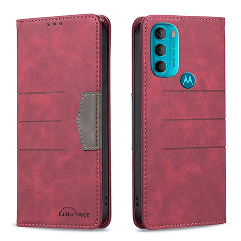 Funda de Cuero Cartera con Soporte Carcasa B06F para Motorola Moto G71 5G Rojo