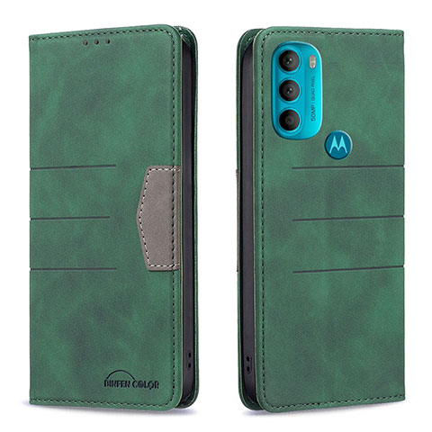 Funda de Cuero Cartera con Soporte Carcasa B06F para Motorola Moto G71 5G Verde