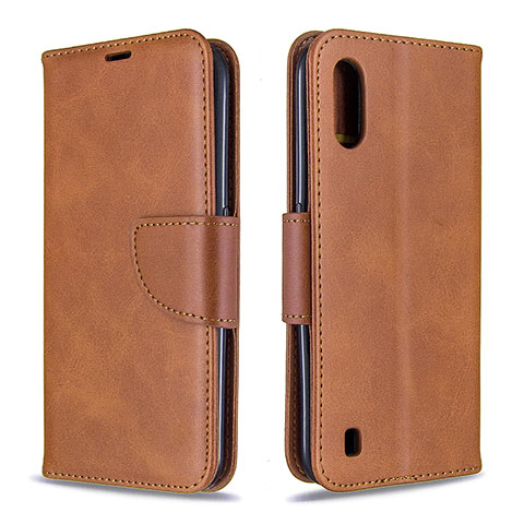 Funda de Cuero Cartera con Soporte Carcasa B06F para Samsung Galaxy A01 SM-A015 Marron