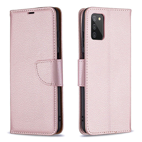 Funda de Cuero Cartera con Soporte Carcasa B06F para Samsung Galaxy A02s Oro Rosa