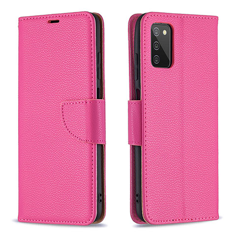 Funda de Cuero Cartera con Soporte Carcasa B06F para Samsung Galaxy A02s Rosa Roja