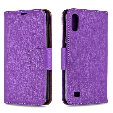 Funda de Cuero Cartera con Soporte Carcasa B06F para Samsung Galaxy A10 Morado