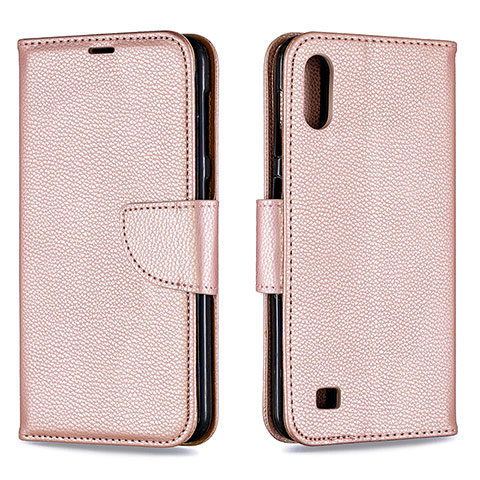 Funda de Cuero Cartera con Soporte Carcasa B06F para Samsung Galaxy A10 Oro Rosa