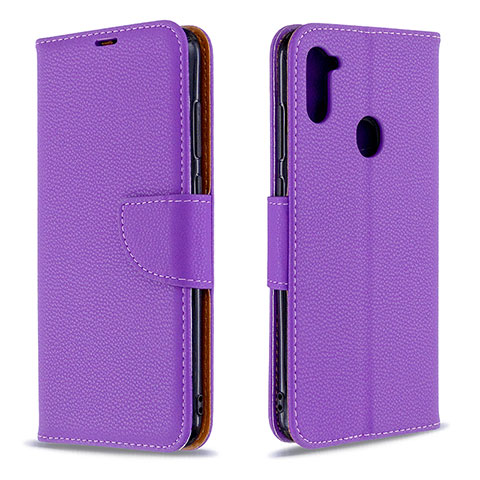 Funda de Cuero Cartera con Soporte Carcasa B06F para Samsung Galaxy A11 Morado