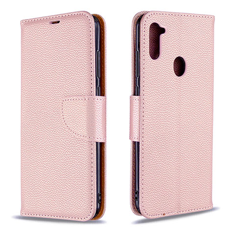 Funda de Cuero Cartera con Soporte Carcasa B06F para Samsung Galaxy A11 Oro Rosa