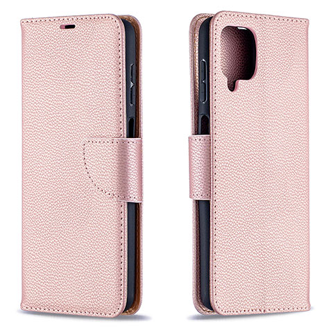 Funda de Cuero Cartera con Soporte Carcasa B06F para Samsung Galaxy A12 5G Oro Rosa