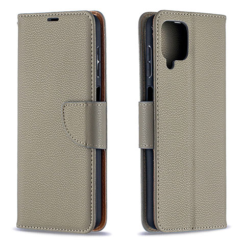 Funda de Cuero Cartera con Soporte Carcasa B06F para Samsung Galaxy A12 Gris