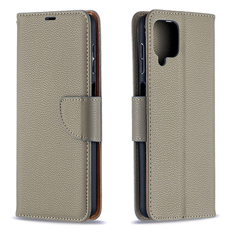 Funda de Cuero Cartera con Soporte Carcasa B06F para Samsung Galaxy A12 Nacho Gris