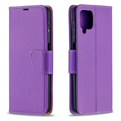 Funda de Cuero Cartera con Soporte Carcasa B06F para Samsung Galaxy A12 Nacho Morado