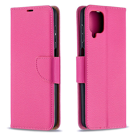 Funda de Cuero Cartera con Soporte Carcasa B06F para Samsung Galaxy A12 Rosa Roja