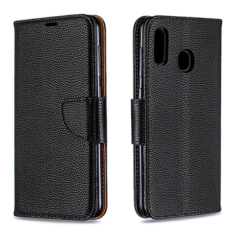 Funda de Cuero Cartera con Soporte Carcasa B06F para Samsung Galaxy A20 Negro