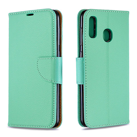 Funda de Cuero Cartera con Soporte Carcasa B06F para Samsung Galaxy A20 Verde